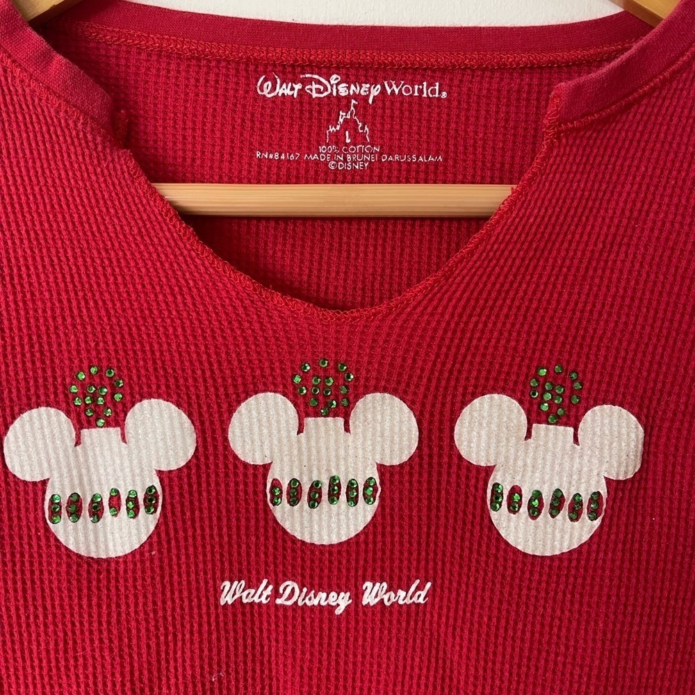Disney Red Christmas Ornament Long Sleeve Tee - Picture 2 of 3